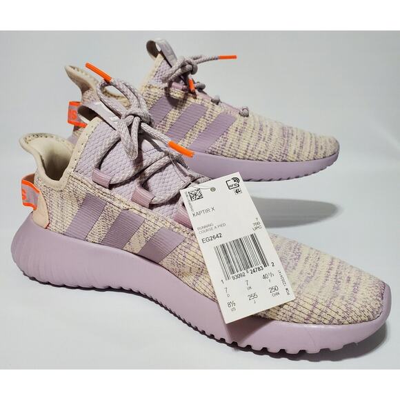 Adidas Kaptir X Womens Purple/Solar Orange/Creme Cloudfoam Running Shoe Size 8.5 - Picture 2 of 6